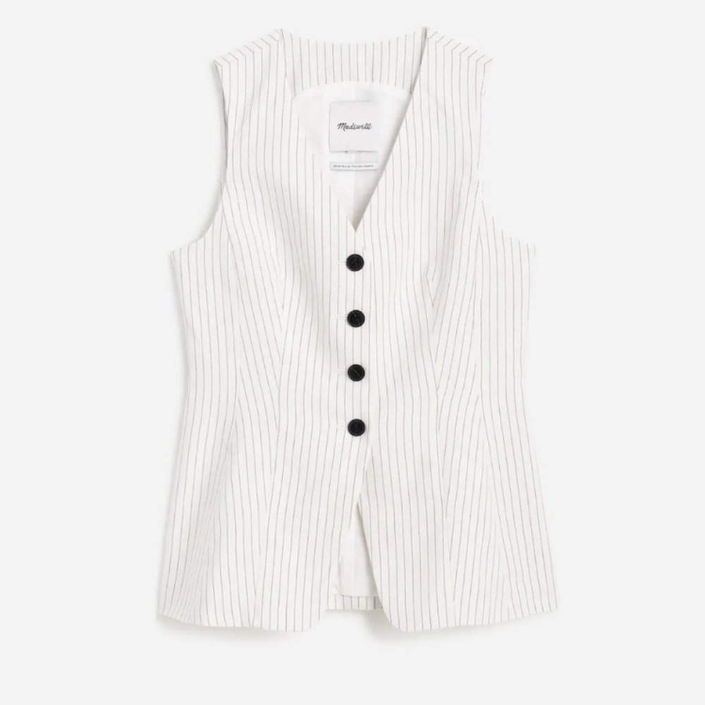 Madewell Elegant White Pinstripe Vest - Picture 2 of 5